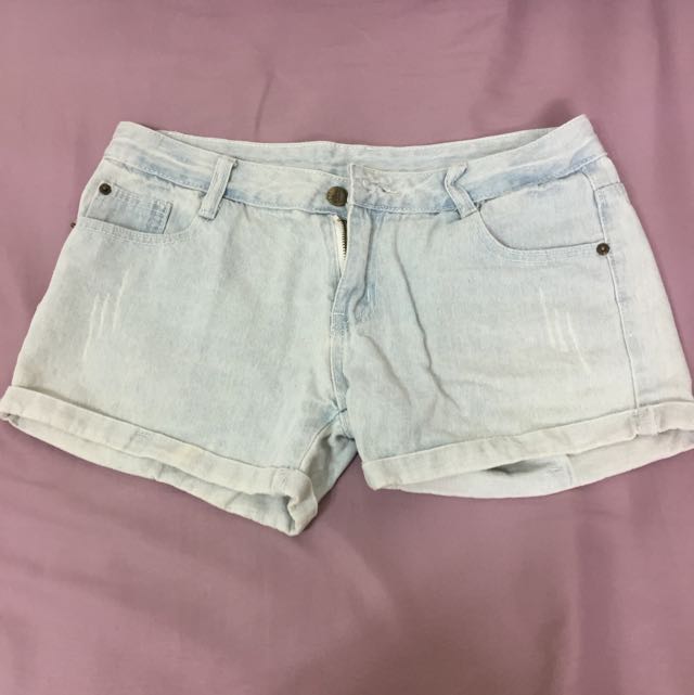 Light blue denim shorts