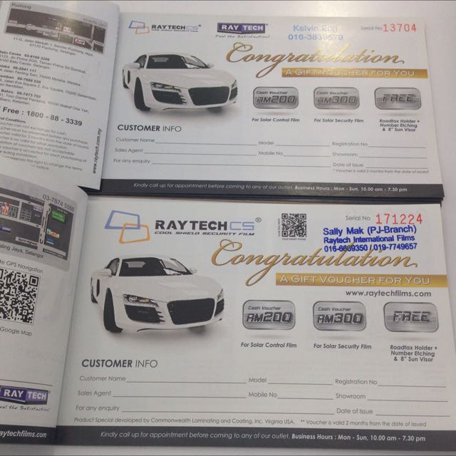 Raytech Tinting Cash Voucher Auto Accessories On Carousell
