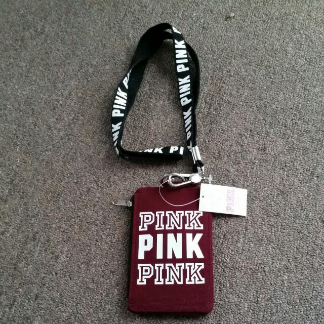 Victoria S Secret Pink In Maroon Burgundy Id And Lanyard Nwt