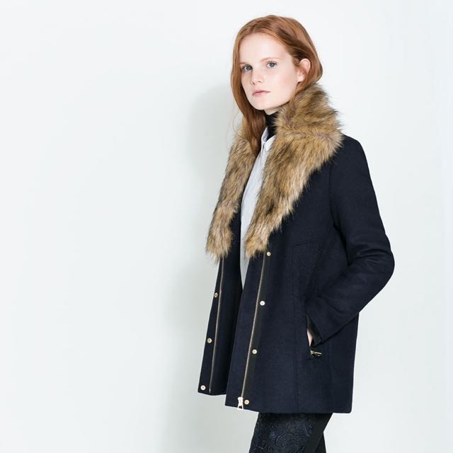 Zara fur lined coat clearance