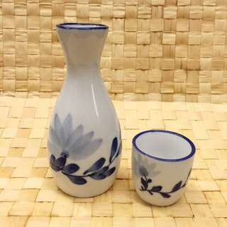 日式風雅清酒瓷壺+瓷杯一人組