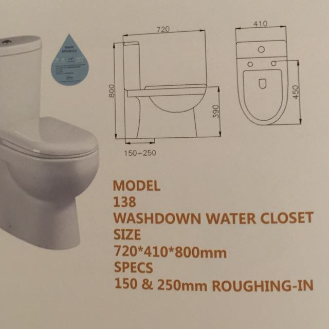 Unique Design W C Toilet Bowl W C Water Closet S Trap 150 250mm Everything Else On Carousell
