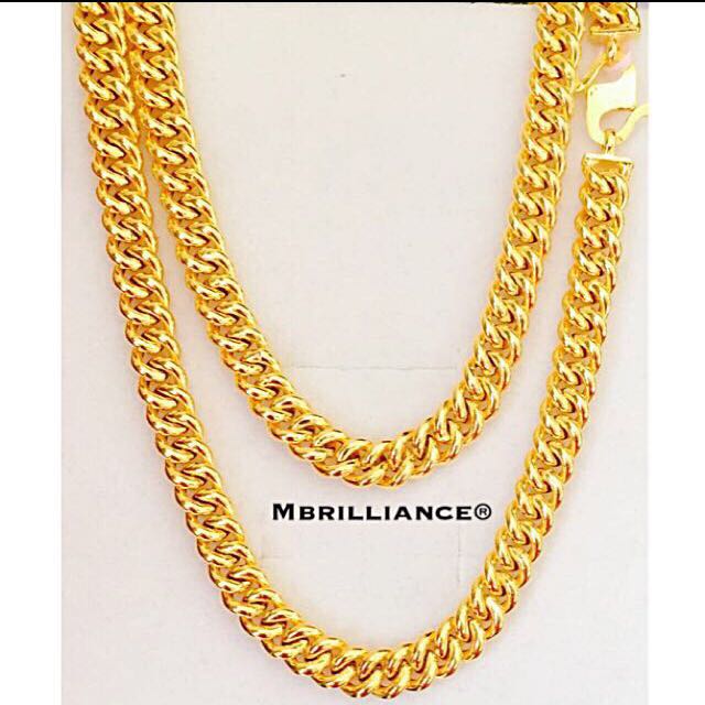 Fish bone necklace chain 916 Gold Mbrilliance Luxury on Carousell