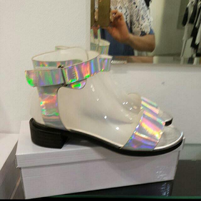 holographic platform sandals