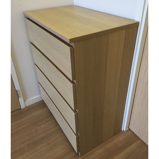 IKEA MALM Chest of 4 drawers white stained oak veneer Furniture