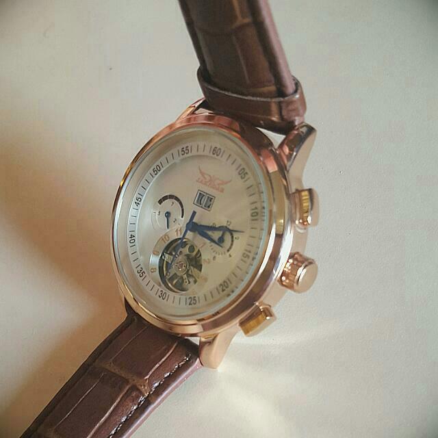 Jarager Automatic Mechanical Flywheel Leather Commercial Watch Luxury Watches on Carousell