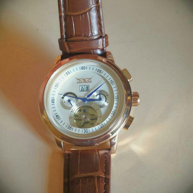 Jarager Automatic Mechanical Flywheel Leather Commercial Watch Luxury Watches on Carousell
