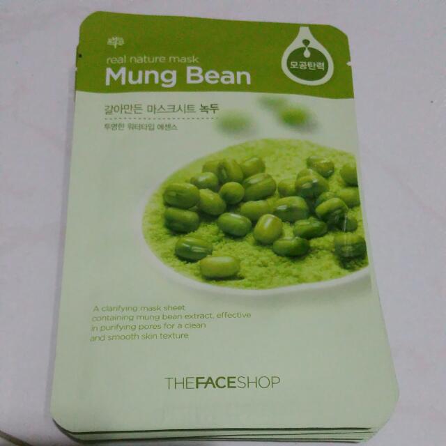 The Face Shop Mung Bean Mask, Health & Nutrition, Face Masks & Face ...