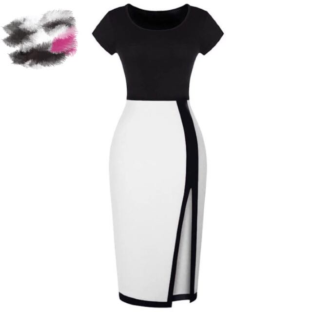 Black Crop White Body Con Black Outline trumpet midi pencil skirt dress One piece Women s Fashion Tops Sleeveless on Carousell