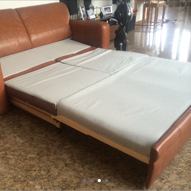 Italian Leather Sofa Bed, Furniture & Home Living, Furniture, Sofas on