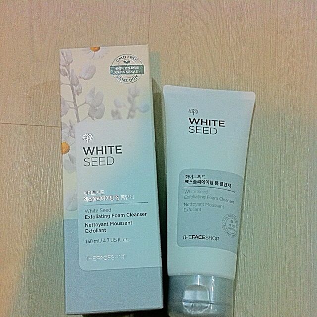 white seed exfoliating foam cleanser