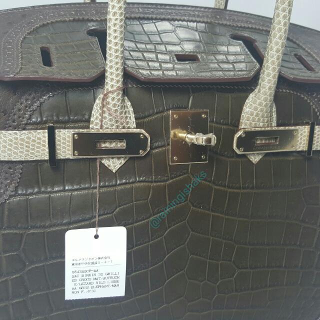 Hermes Birkin Ghillies bag 35 Elephant grey/ Marron fonce/ Ficelle