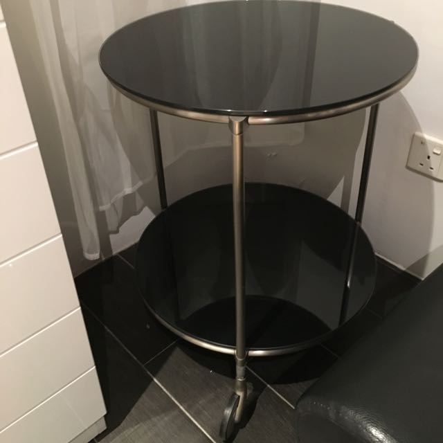 Round Glass IKEA Side Table, Furniture & Home Living, Furniture, Tables