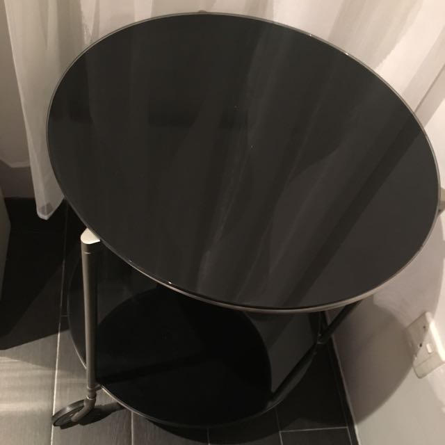 Round Glass IKEA Side Table, Furniture & Home Living, Furniture, Tables