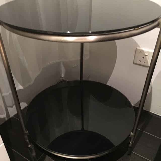 Round Glass IKEA Side Table, Furniture & Home Living, Furniture, Tables