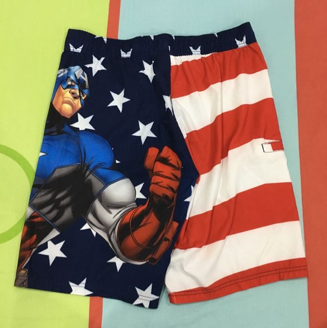 Authentic Pre loved MARVEL Captain America Board Shorts Swim Shorts Men s Fashion Bottoms Swim Trunks Board Shorts on Carousell