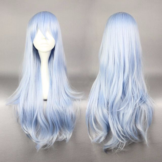 Baby Blue Skies Light Pastel Ombre Gradient Dip Dye 75cm Wavy