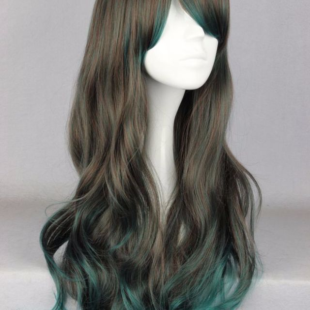 Bioshock Gamer Misty Ash Brown Teal Ombre Gradient Dip Dye 68cm