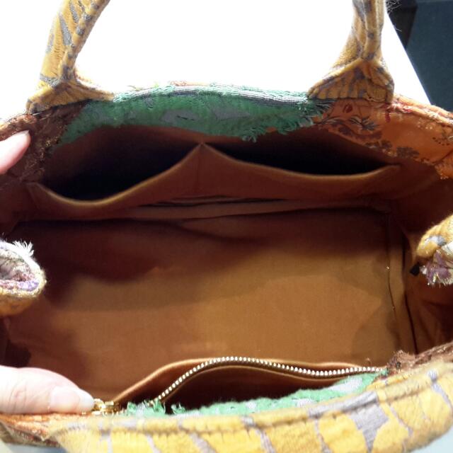Prada Broccato Patch Work Hand Carry Bag, Luxury, Bags & Wallets on  Carousell