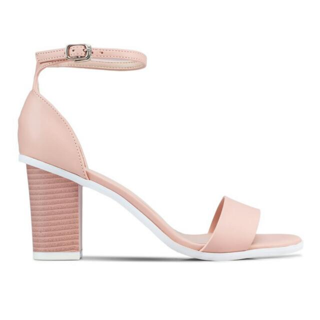 size 38 Blush Chunky Heel Sandal Women s Fashion Footwear Sandals on Carousell