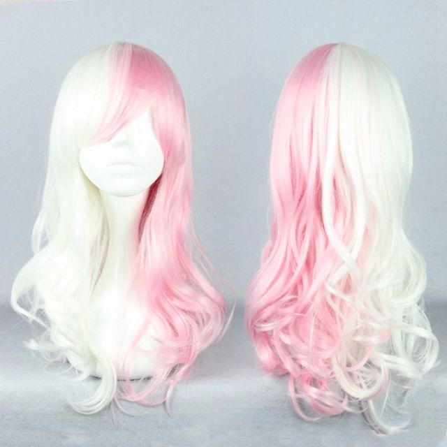 Super Bass Girl Half White Candyfloss Pink Duotone Dip Dye 55cm