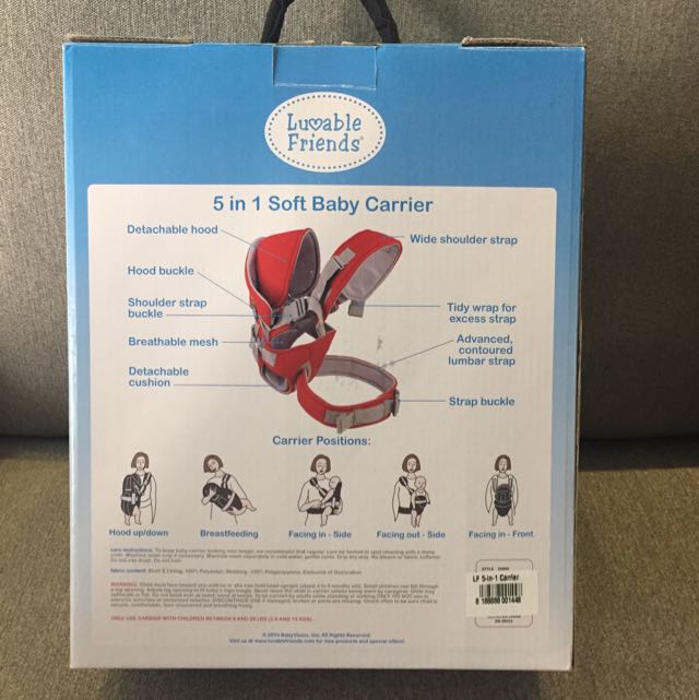 BNIB Luvable Friends 5 in 1 Soft Baby Carrier, Babies & Kids, Going Out