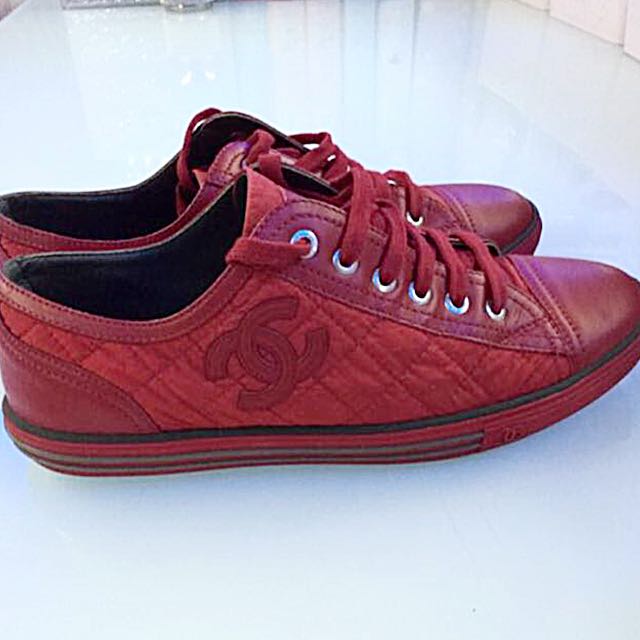 FAST DEAL 700 Authentic Chanel Red Sneaker Shoes Women s