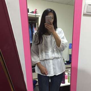 韓國購回 白色顯瘦上衣