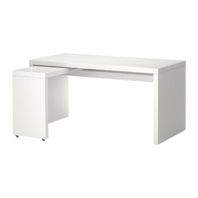 Malm Desk With Pull Out Side Table White Furniture On Carousell