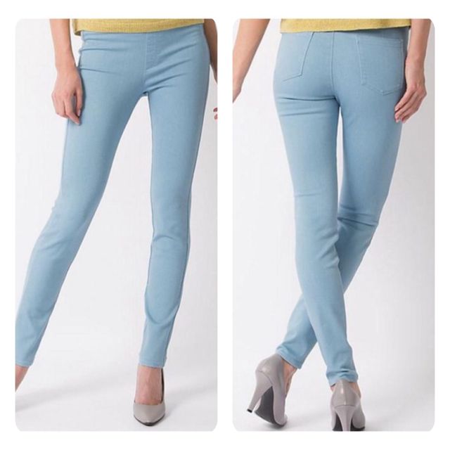 light blue jean leggings