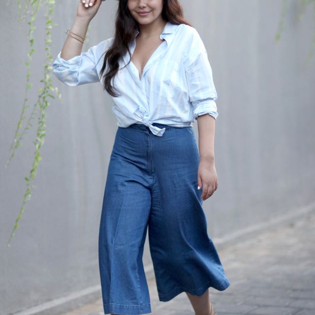 High Waist Culotte Jeans - Denim blue - Ladies | H&M GB
