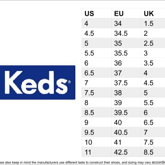 Size chart keds shoes sale