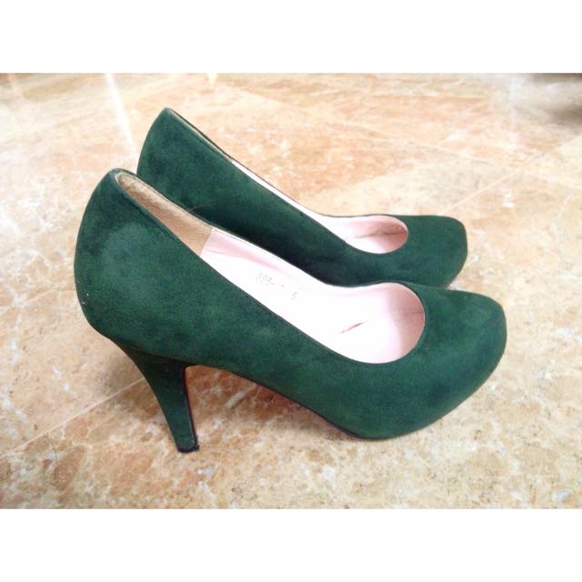 forest green suede pumps