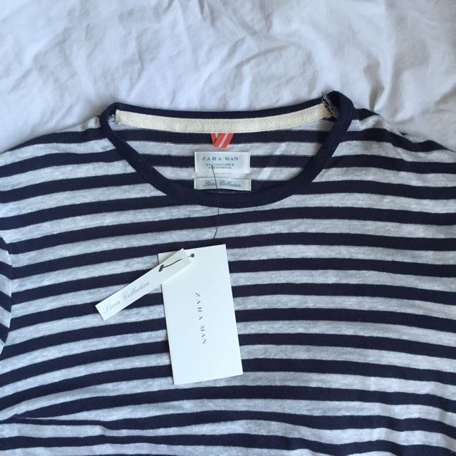 Zara Men Striped T-Shirt, Men's Fashion 