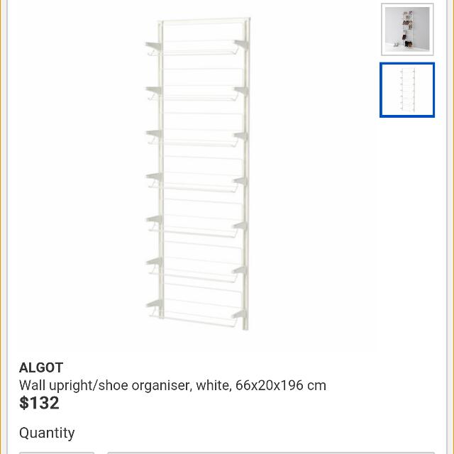 Algot IKEA shoe Storage Pole System, Furniture & Home Living, Furniture
