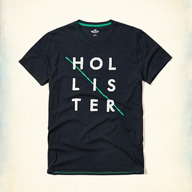 Authentic Hollister Applique Logo Graphic Tee, Men's Fashion, Tops