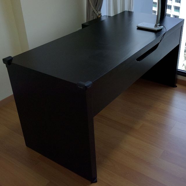 Malm Desk With Pull Out Panel Black Brown Furniture On Carousell