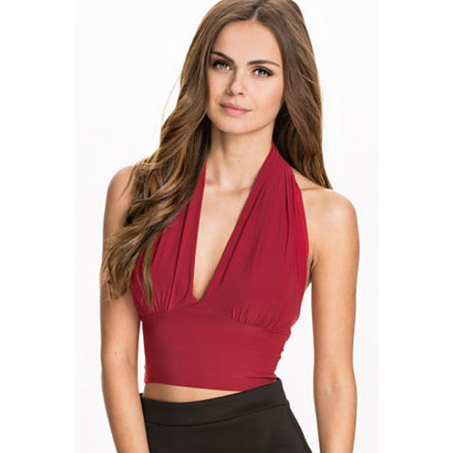 deep cut halter top