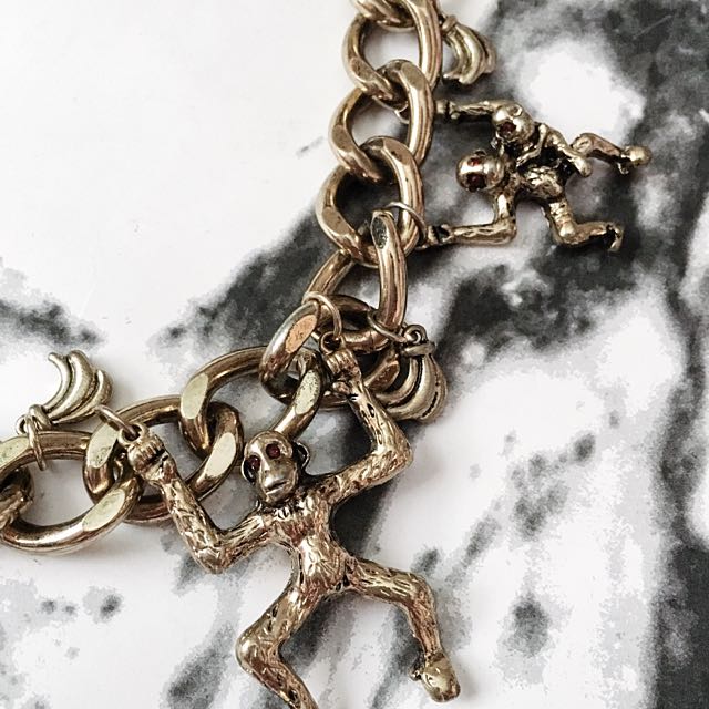 Topshop Monkey Chunky Statement Gold Chain Necklace Women s Fashion Jewelry Organisers Necklaces on Carousell