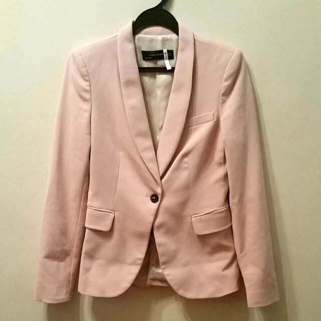 zara light pink blazer