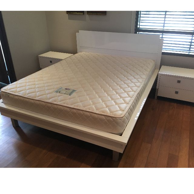 Harvey Norman Queen Sized Bed Set frame, mattress and 2 x bedside