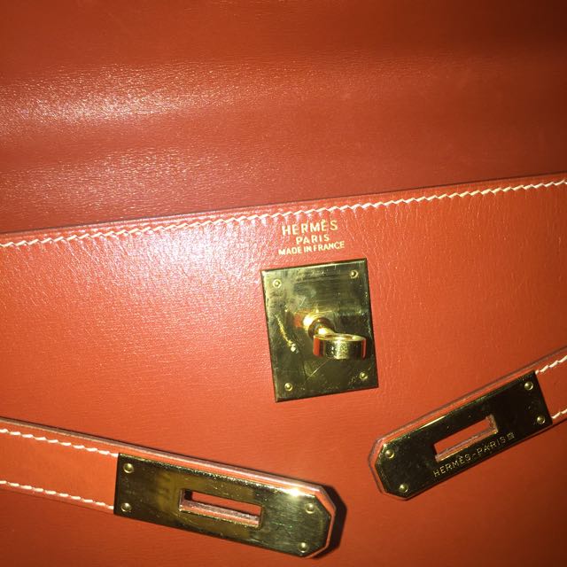 Hermes Kelly 32 Box Leather Brique GHW