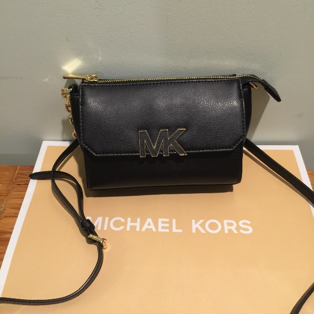 Michael Kors Florence Crossbody Zip Top bag Small Navy Leather As