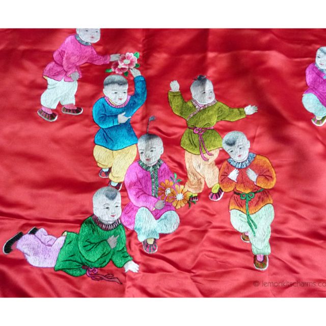 70s Handmade Chinese Embroidered Two Piece Cotton Set 18-24M main image 0