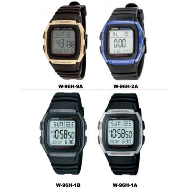 CASIO W 96H W96H DIGITAL RETRO BLACK RESIN WATCH NEW