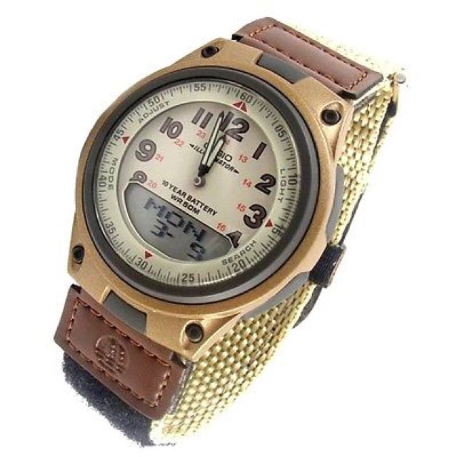 Casio Sport Black Dial World Time Ana Digi Cloth Band Quartz Men Watch AW 80V Aw80v