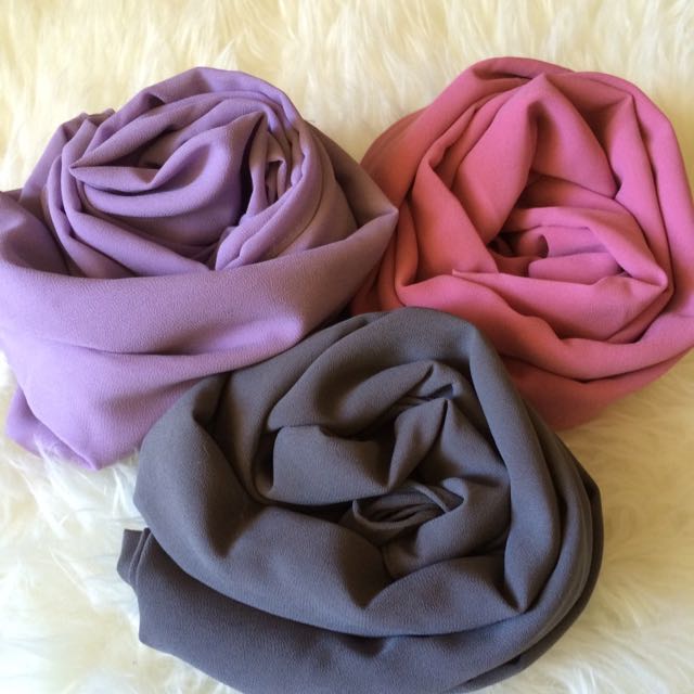 Shawl Heavy Chiffon Crepe 2meter Muslimah Fashion On Carousell