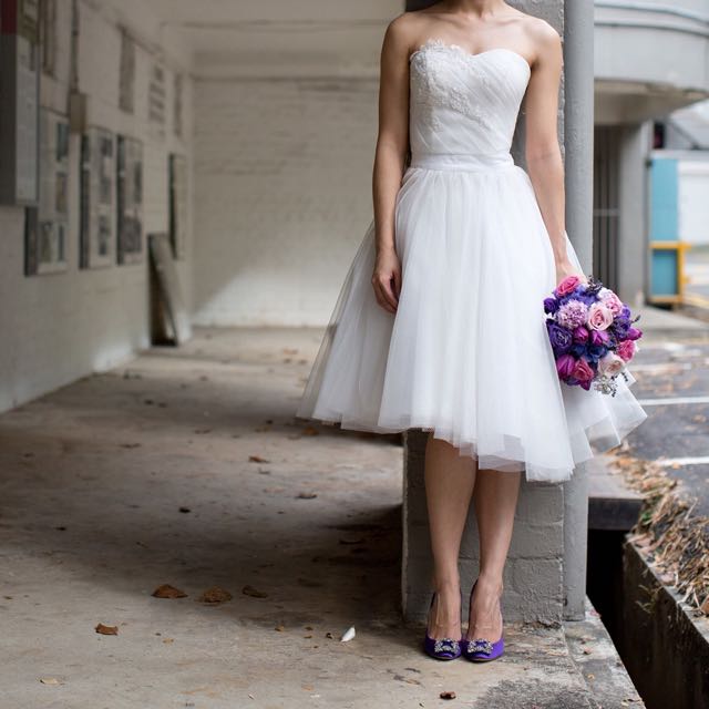 Asymmetrical Ivory Wedding Dress