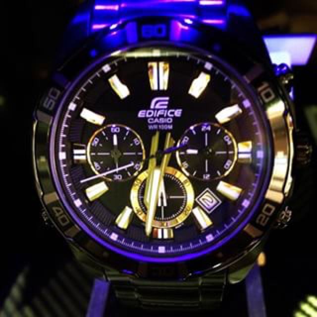 Casio Edifice Super Illuminator Chronograph Sports Men s Watch EFR 534BK 1A NEW