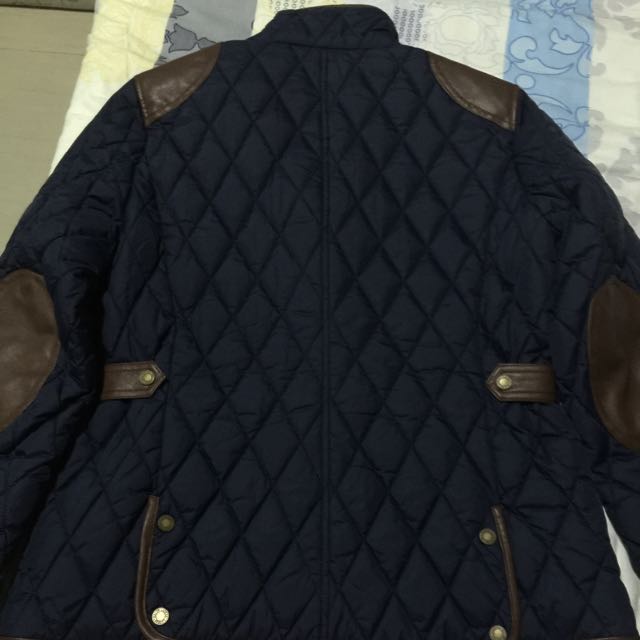 Ralph lauren quilted jacket clearance with faux leather trim
